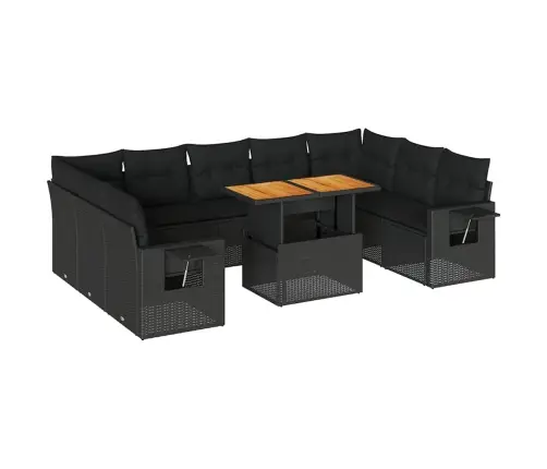 Sodo Komplektas Su Pagalvėlėmis, 10 Dalių, Juodas, Poliratanas