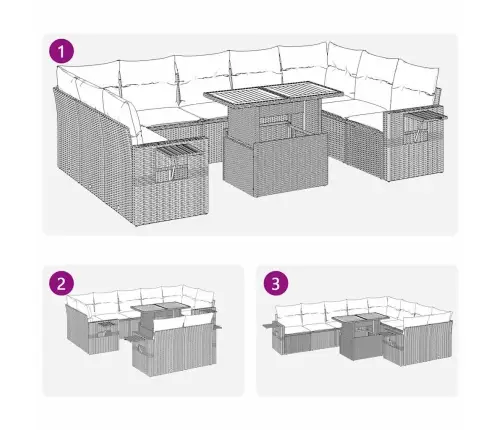 10-Osaline Aiadiivani Komplekt Patjadega, Must, Polürotang
