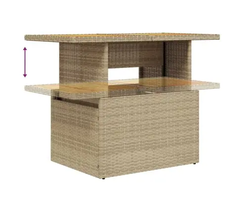 10-Daļīgs Dārza Dīvāna Komplekts, Matrači, Bēša Pe Rotangpalma Vidaxl