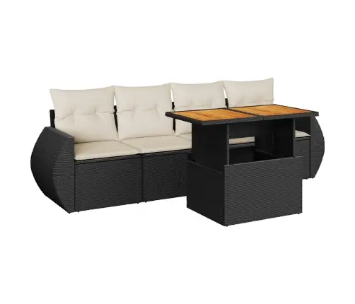 Sodo Komplektas Su Pagalvėlėmis, 5 Dalių, Juodas, Poliratanas