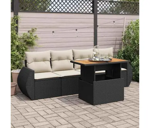 Sodo Komplektas Su Pagalvėlėmis, 5 Dalių, Juodas, Poliratanas