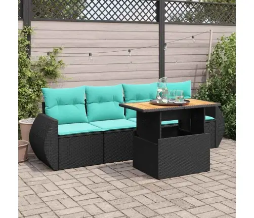 5-Osaline Aiadiivanikomplekt Patjadega, Must, Polürotang