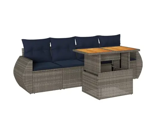 Sofos Komplektas Su Pagalvėlėmis, 5 Dalių, Pilkas, Poliratanas