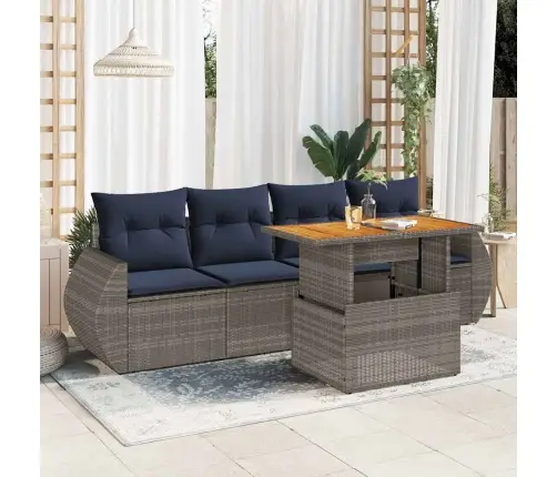 Sofos Komplektas Su Pagalvėlėmis, 5 Dalių, Pilkas, Poliratanas