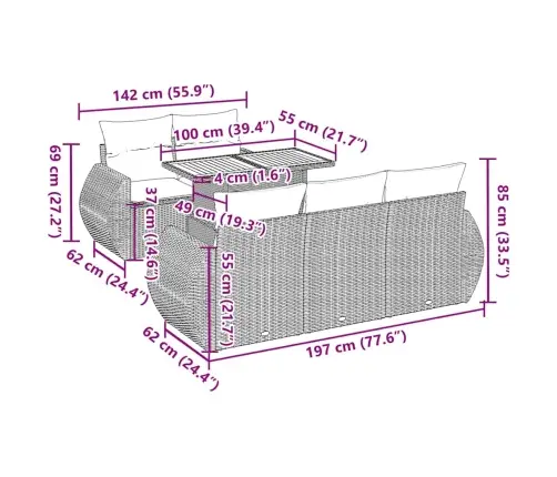 6-Osaline Aiadiivani Komplekt Patjadega, Must, Polürotang