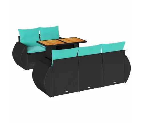 6-Daļīgs Dārza Dīvāna Komplekts, Matrači, Melna Pe Rotanpalma Vidaxl