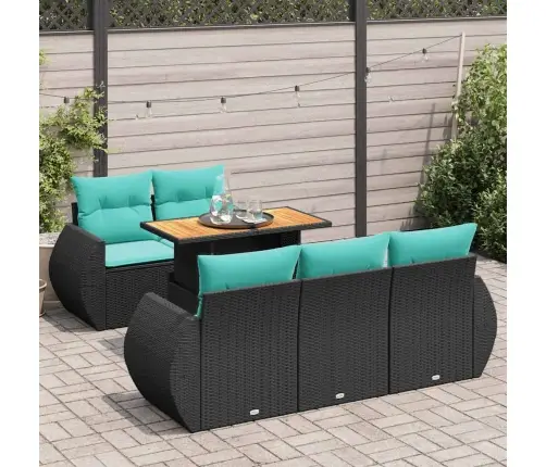 6-Daļīgs Dārza Dīvāna Komplekts, Matrači, Melna Pe Rotanpalma Vidaxl