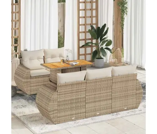 6-Osaline Aiadiivani Komplekt Patjadega, Beež, Polürotang