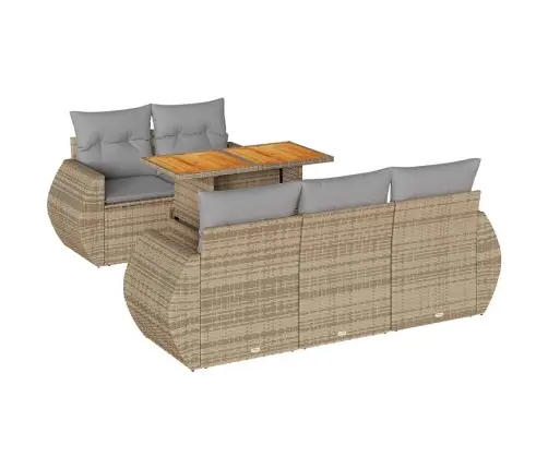 6-Daļīgs Dārza Dīvāna Komplekts, Matrači, Bēša Pe Rotangpalma Vidaxl