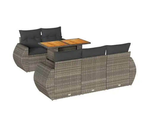 6-Daļīgs Dārza Dīvāna Komplekts Ar Matračiem, Pelēks Pe Pinums Vidaxl