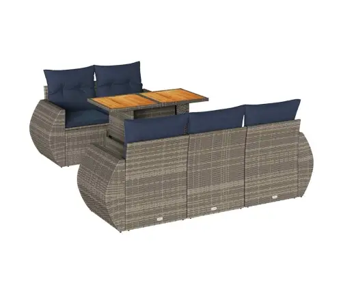 6-Daļīgs Dārza Dīvāna Komplekts Ar Matračiem, Pelēks Pe Pinums Vidaxl