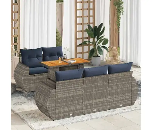 6-Daļīgs Dārza Dīvāna Komplekts Ar Matračiem, Pelēks Pe Pinums Vidaxl