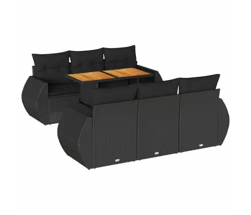 7-Daļīgs Dārza Dīvāna Komplekts Ar Matračiem, Melna Pe Vidaxl