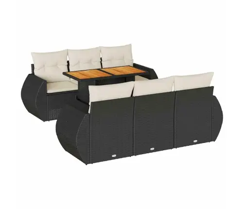 7-Daļīgs Dārza Dīvāna Komplekts Ar Matračiem, Melna Pe Vidaxl