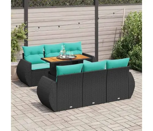 7-Daļīgs Dārza Dīvāna Komplekts Ar Matračiem, Melna Pe Vidaxl