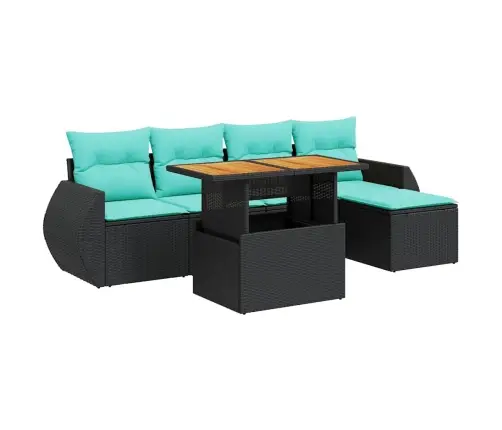 6-Daļīgs Dārza Dīvāna Komplekts, Matrači, Melna Pe Rotanpalma Vidaxl