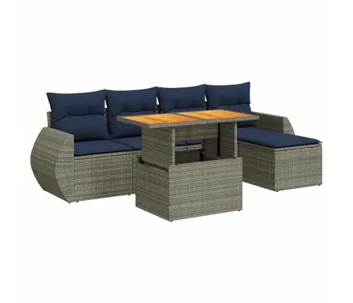 6-Daļīgs Dārza Dīvāna Komplekts Ar Matračiem, Pelēks Pe Pinums Vidaxl