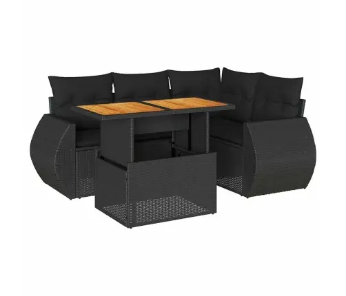 5-Osaline Aiadiivanikomplekt Patjadega, Must, Polürotang