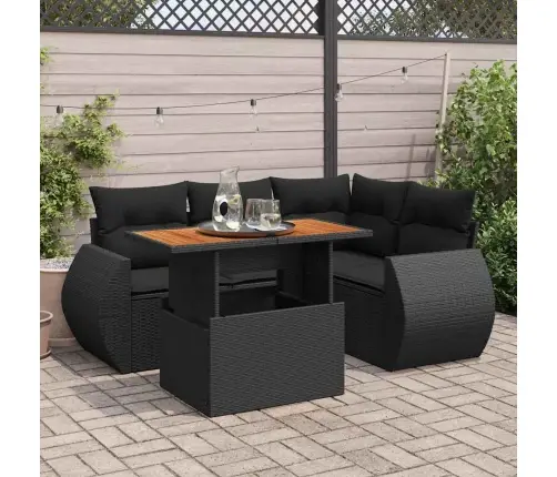 Sodo Komplektas Su Pagalvėlėmis, 5 Dalių, Juodas, Poliratanas