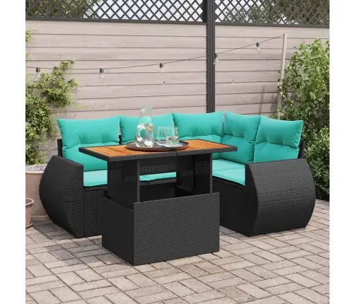 Sodo Komplektas Su Pagalvėlėmis, 5 Dalių, Juodas, Poliratanas