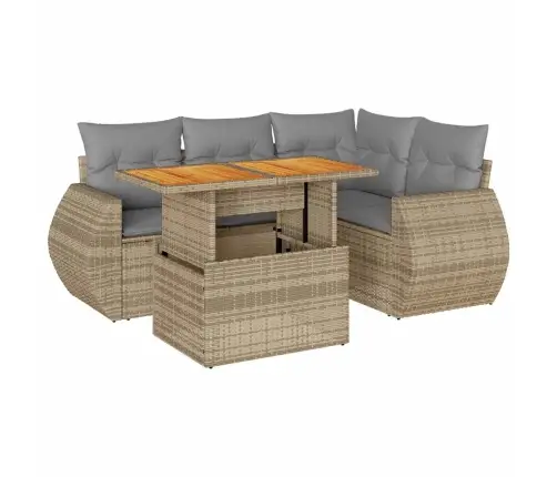 Sofos Komplektas Su Pagalvėlėmis, 5 Dalių, Smėlio, Poliratanas