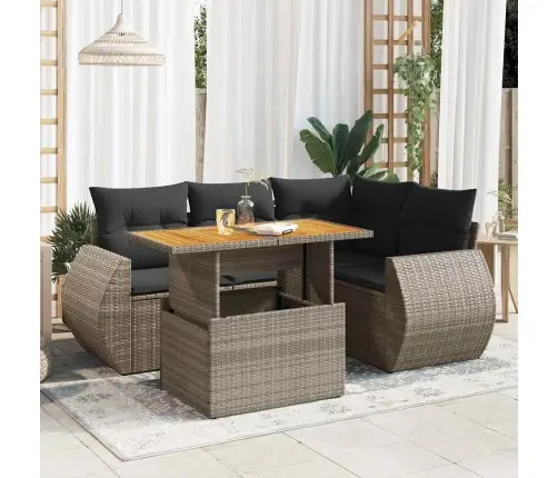 Sofos Komplektas Su Pagalvėlėmis, 5 Dalių, Pilkas, Poliratanas