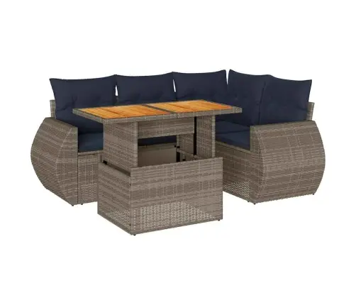 5-Daļīgs Dārza Dīvāna Komplekts Ar Matračiem, Pelēks Pe Pinums Vidaxl