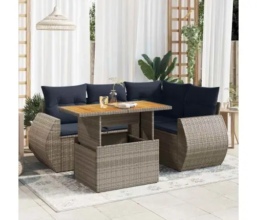 5-Daļīgs Dārza Dīvāna Komplekts Ar Matračiem, Pelēks Pe Pinums Vidaxl