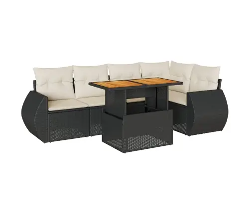 6-Daļīgs Dārza Dīvāna Komplekts, Matrači, Melna Pe Rotanpalma Vidaxl