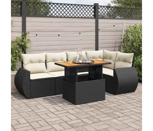 6-Daļīgs Dārza Dīvāna Komplekts, Matrači, Melna Pe Rotanpalma Vidaxl