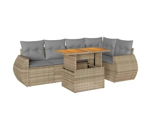 6-Daļīgs Dārza Dīvāna Komplekts, Matrači, Bēša Pe Rotangpalma Vidaxl