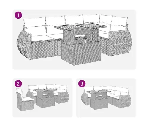 Sofos Komplektas Su Pagalvėlėmis, 6 Dalių, Pilkas, Poliratanas