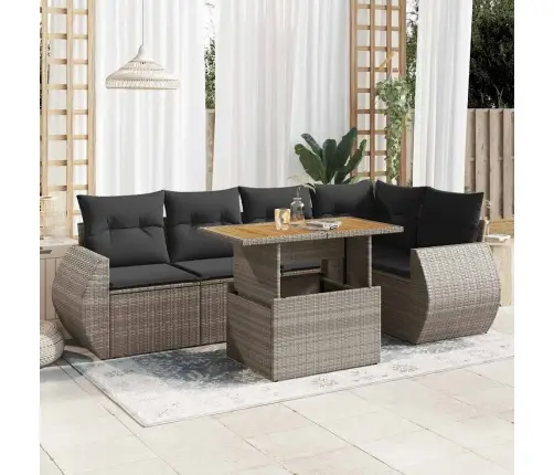 Sofos Komplektas Su Pagalvėlėmis, 6 Dalių, Pilkas, Poliratanas