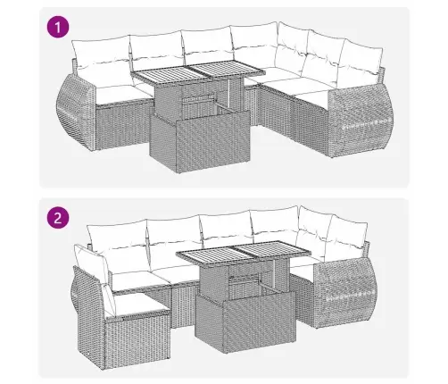 7-Osaline Aiadiivani Komplekt Patjadega, Must, Polürotang