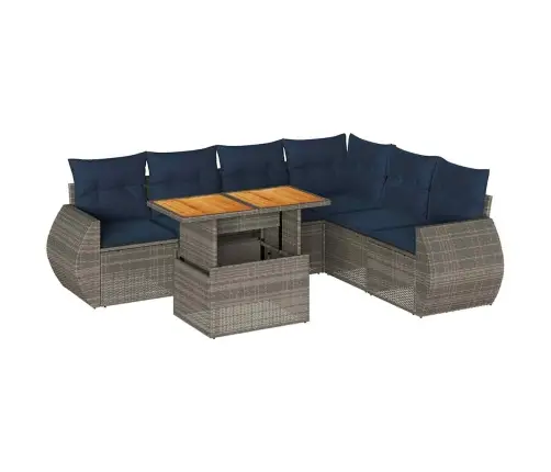 Sofos Komplektas Su Pagalvėlėmis, 7 Dalių, Pilkas, Poliratanas