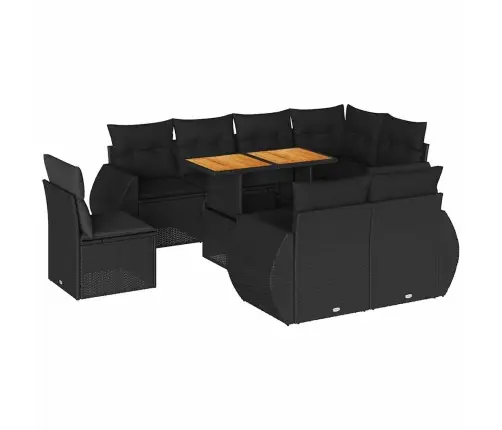 Sodo Komplektas Su Pagalvėlėmis, 9 Dalių, Juodas, Poliratanas