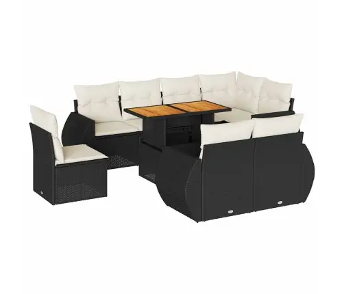 9-Daļīgs Dārza Dīvāna Komplekts, Matrači, Melna Pe Rotangpalma Vidaxl