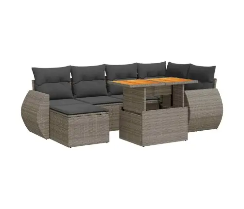 7-Daļīgs Dārza Dīvāna Komplekts, Matrači, Pelēka Pe Rotangpalma Vidaxl