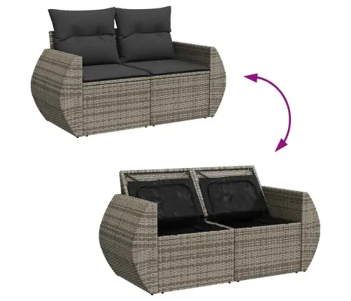 7-Daļīgs Dārza Dīvāna Komplekts, Matrači, Pelēka Pe Rotangpalma Vidaxl