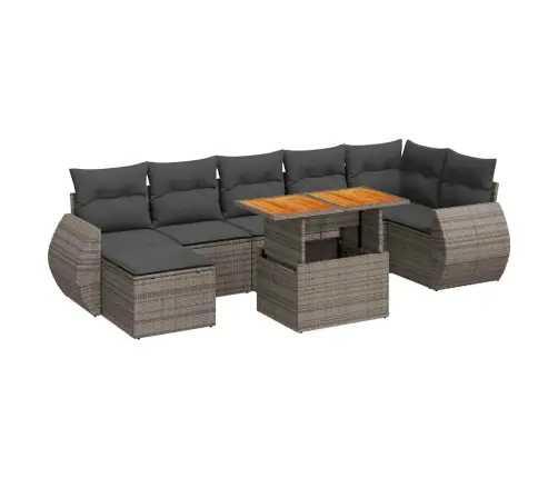 8-Daļīgs Dārza Dīvāna Komplekts Ar Matračiem, Pelēks Pe Pinums Vidaxl