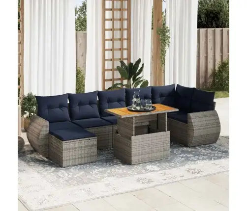 Sodo Komplektas Su Pagalvėlėmis, 8 Dalių, Pilkas, Poliratanas