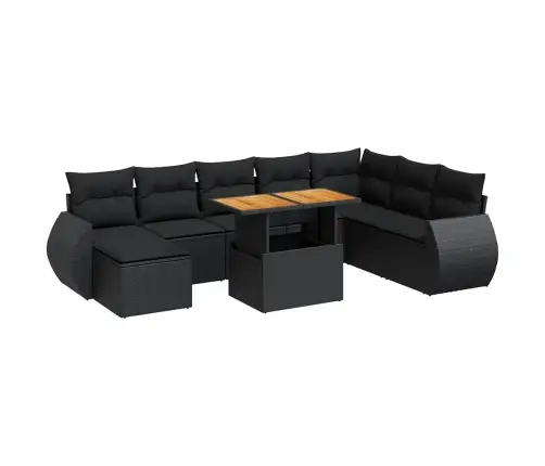 Sodo Komplektas Su Pagalvėlėmis, 9 Dalių, Juodas, Poliratanas