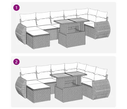 9-Osaline Aiadiivani Komplekt Patjadega, Beež, Polürotang