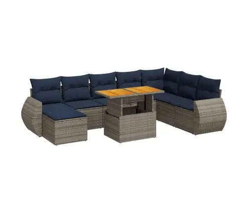 Sofos Komplektas Su Pagalvėlėmis, 9 Dalių, Pilkas, Poliratanas