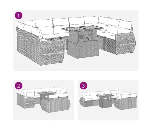 Sodo Komplektas Su Pagalvėlėmis, 10 Dalių, Pilkas, Poliratanas