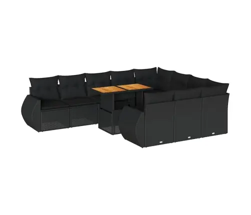 Sodo Komplektas Su Pagalvėlėmis, 11 Dalių, Juodas, Poliratanas