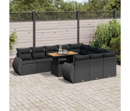 Sodo Komplektas Su Pagalvėlėmis, 11 Dalių, Juodas, Poliratanas