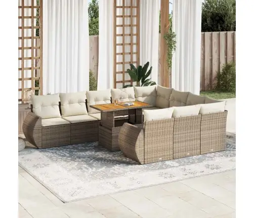 11-Osaline Aiadiivani Komplekt Patjadega, Beež, Polürotang