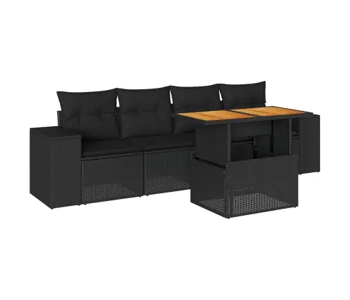 5-Osaline Aiadiivanikomplekt Patjadega, Must, Polürotang