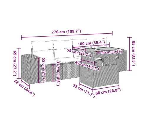 5-Osaline Aiadiivanikomplekt Patjadega, Must, Polürotang